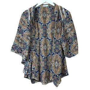 Tobi Open Front Print Kimono Cardigan Women Sz XS